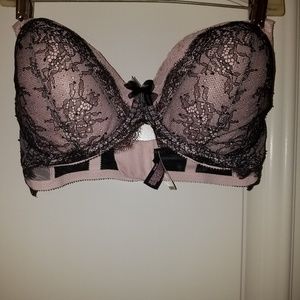 Victoria Secret Pink & Black Lace 36DDD Bra
